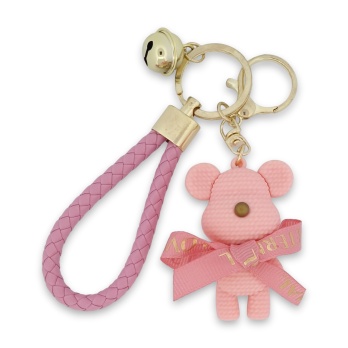 Porte-clés doudou rose et...