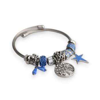 Bracelet charms rigide bleu...