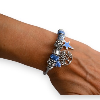 Bracelet charms rigide bleu...