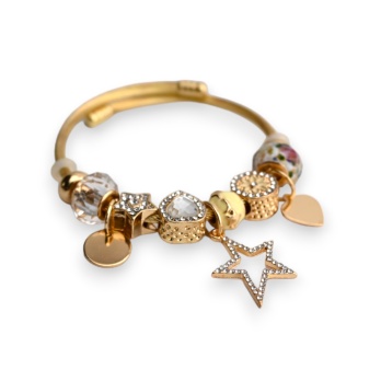 Bracelet rigide charms doré...