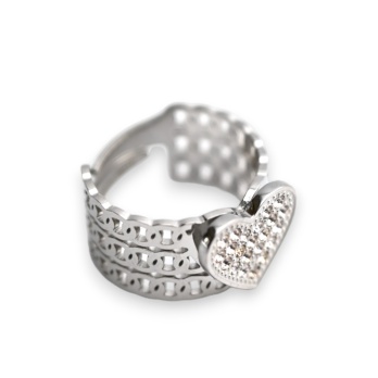 Bague large cur strass