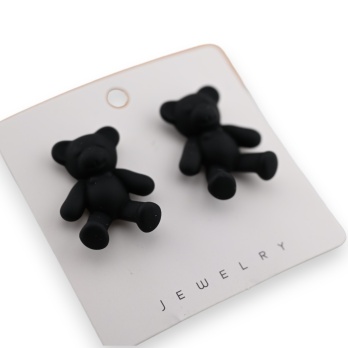 Boucle d'oreille nounours noir