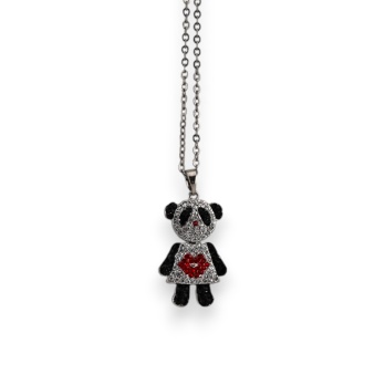 Collier fantaisie panda strass