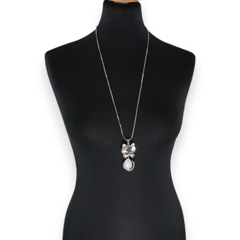 Collier long chat strass et...