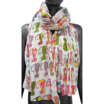 Foulard motif chat rose et...