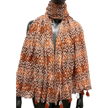 Foulard arabesque marron et...