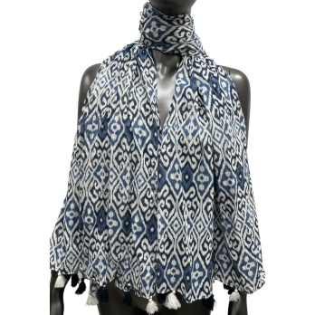 Foulard arabesque noir et gris