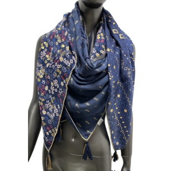 Foulard 4 faces bleu marine