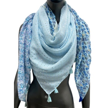 Foulard 4 faces nuance bleu