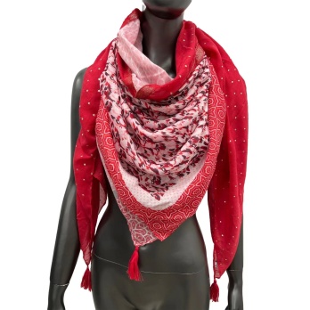 Foulard 4 faces nuances rouge