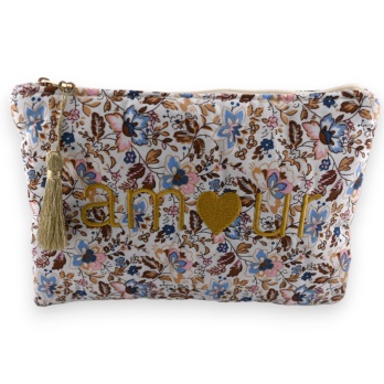 Pochette tissu AMOUR fleuri...