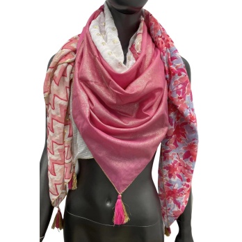 Foulard 4 faces nuance rose