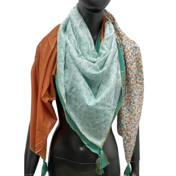 Foulard 4 faces orange et...