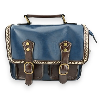 Sac cartable vintage bleu...