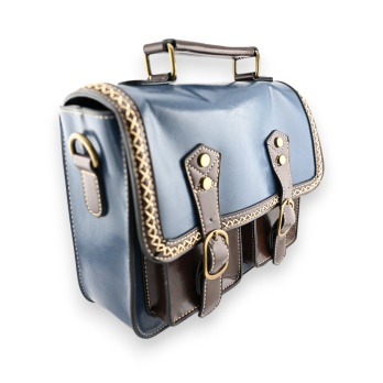 Sac cartable vintage bleu...