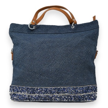 Sac à main tissu jeans bleu...