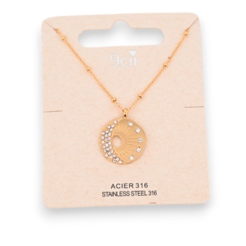 Collier acier doré demi...