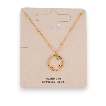 Collier acier doré cercle...