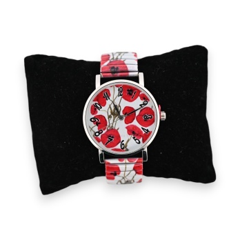 Montre élastique coquelicot