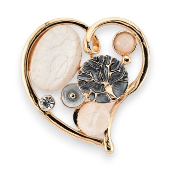 Broche aimantée dorée coeur...