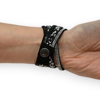 Bracelet double noir strass...