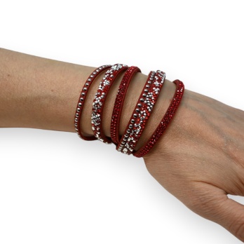 Bracelet double rouge strass