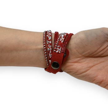 Bracelet double rouge strass