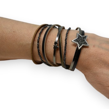 Bracelet cuir double noir...