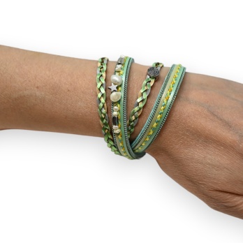 Bracelet double cuir vert...