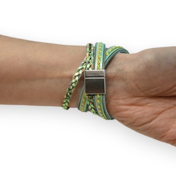 Bracelet double cuir vert...