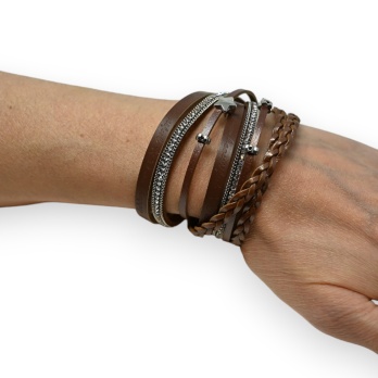 Bracelet cuir double marron...