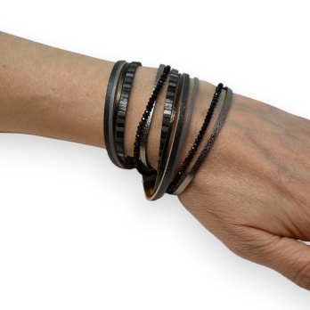 Bracelet double cuir noir...