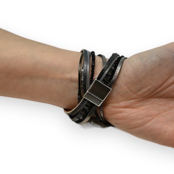 Bracelet double cuir noir...