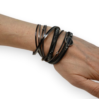 Bracelet double cuir noir...