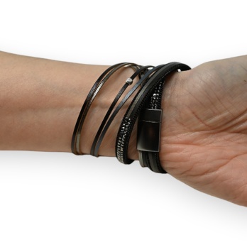 Bracelet double cuir noir...