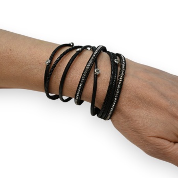 Bracelet double cuir noir...