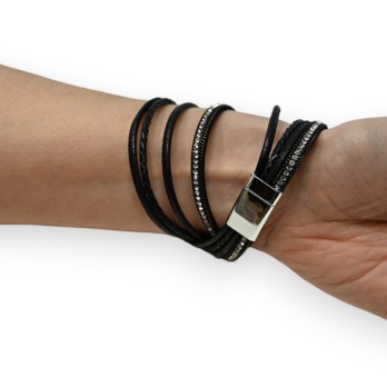 Bracelet double cuir noir...