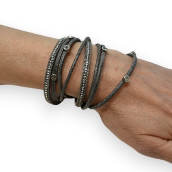 Bracelet double cuir gris...