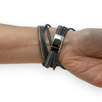 Bracelet double cuir gris...