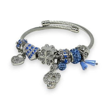 Bracelet charms rigide bleu...