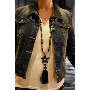 Collier sautoir nuances noires