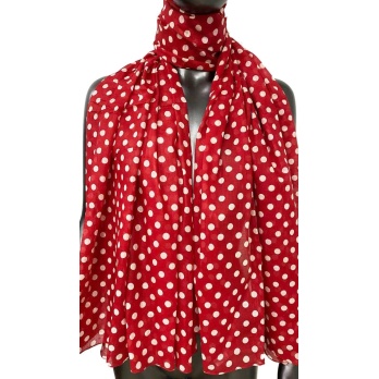 Foulard rouge pois blanc