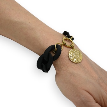 Bracelet noir grosse chaine...