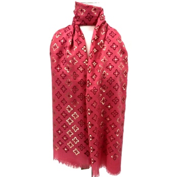 Foulard fin fuchsia imprimé...