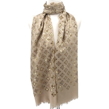 Foulard fin beige imprimé...