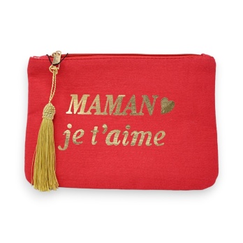 Pochette coton rouge Maman...