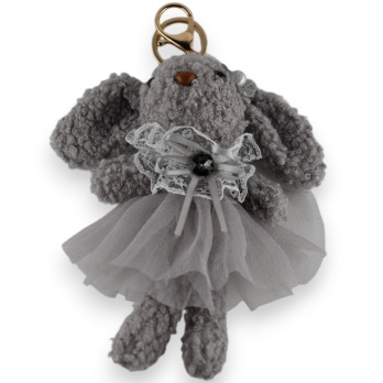 Porte-clés lapin gris tutu...