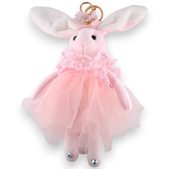 Porte-clés lapin rose shabby