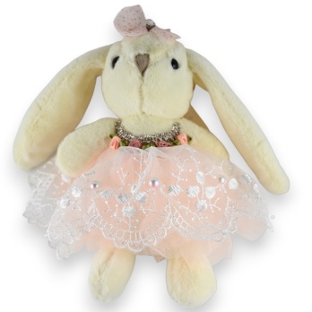 Porte-clés lapin shabby crème