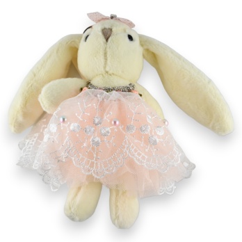 Porte-clés lapin shabby crème